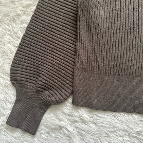 Varley Sweater Reid Half-Zip Knit Pullover Balloon Sleeves Boxy Gravity Sage M - Picture 8 of 14